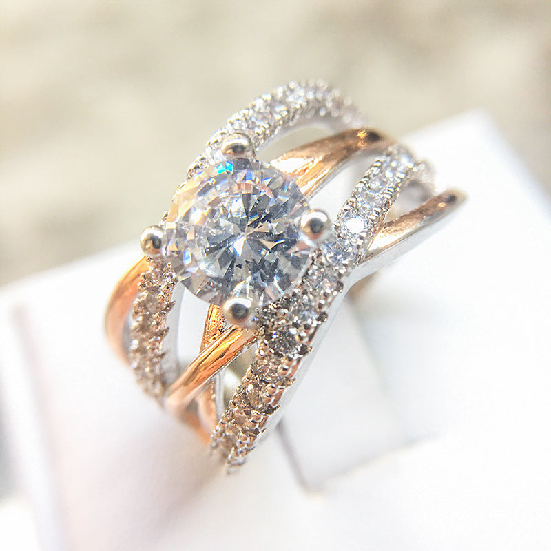 Simple 14K Gold Cross Zircon Ring for Women – Elegant & Minimalist