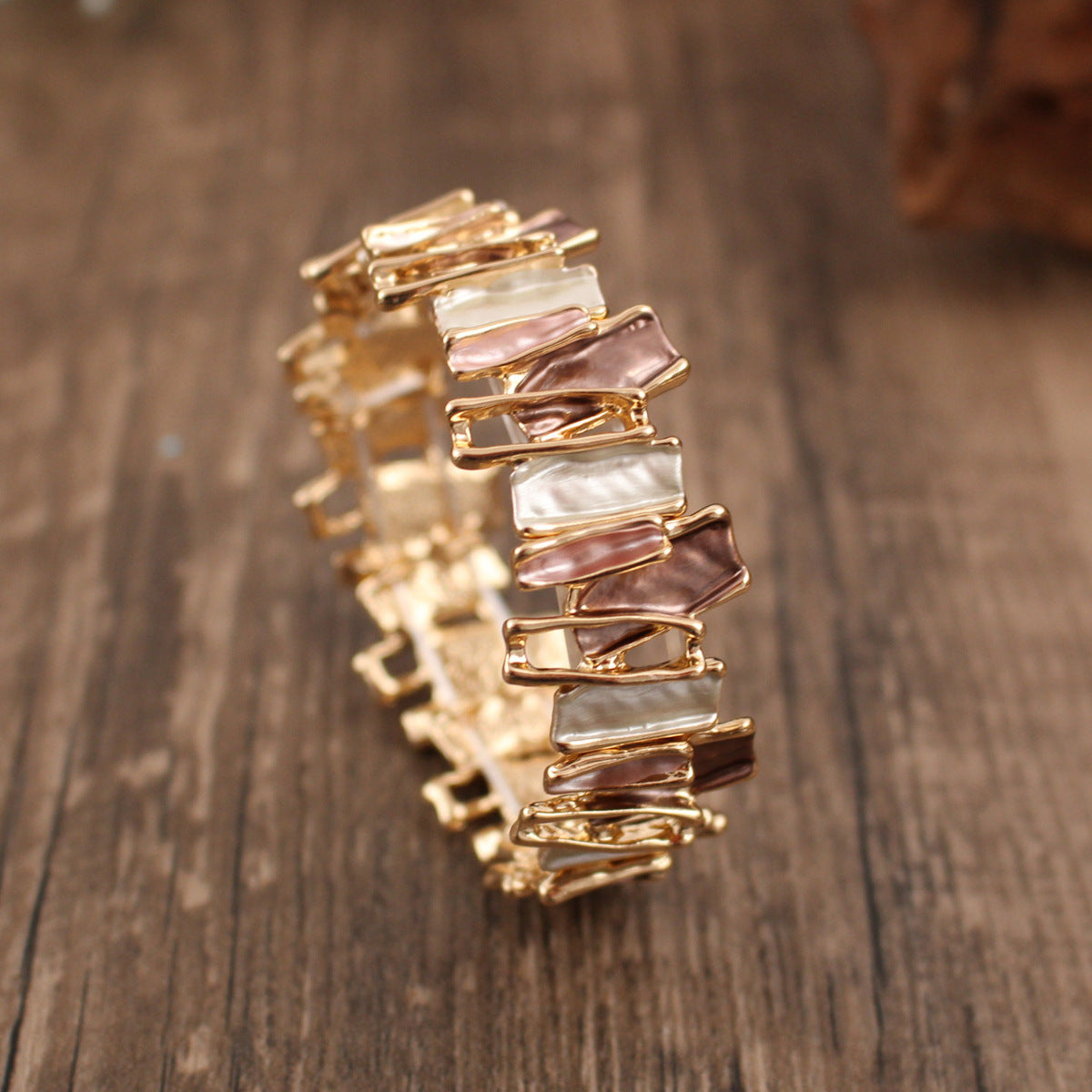 Colorful Irregular Oil Necklace & Alloy Stitch Bracelet for Women