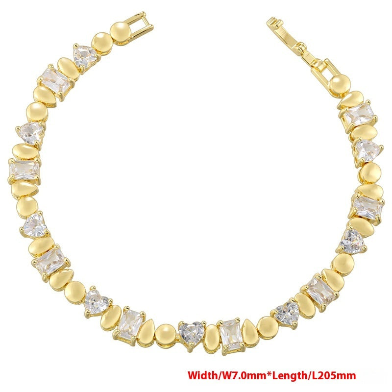 Heart-Shaped, Water Drop & Round Bracelet & Necklace Jewelry Set