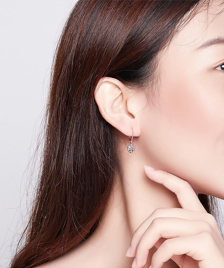 S925 Sterling Silver Hollow Heart Stud Earrings