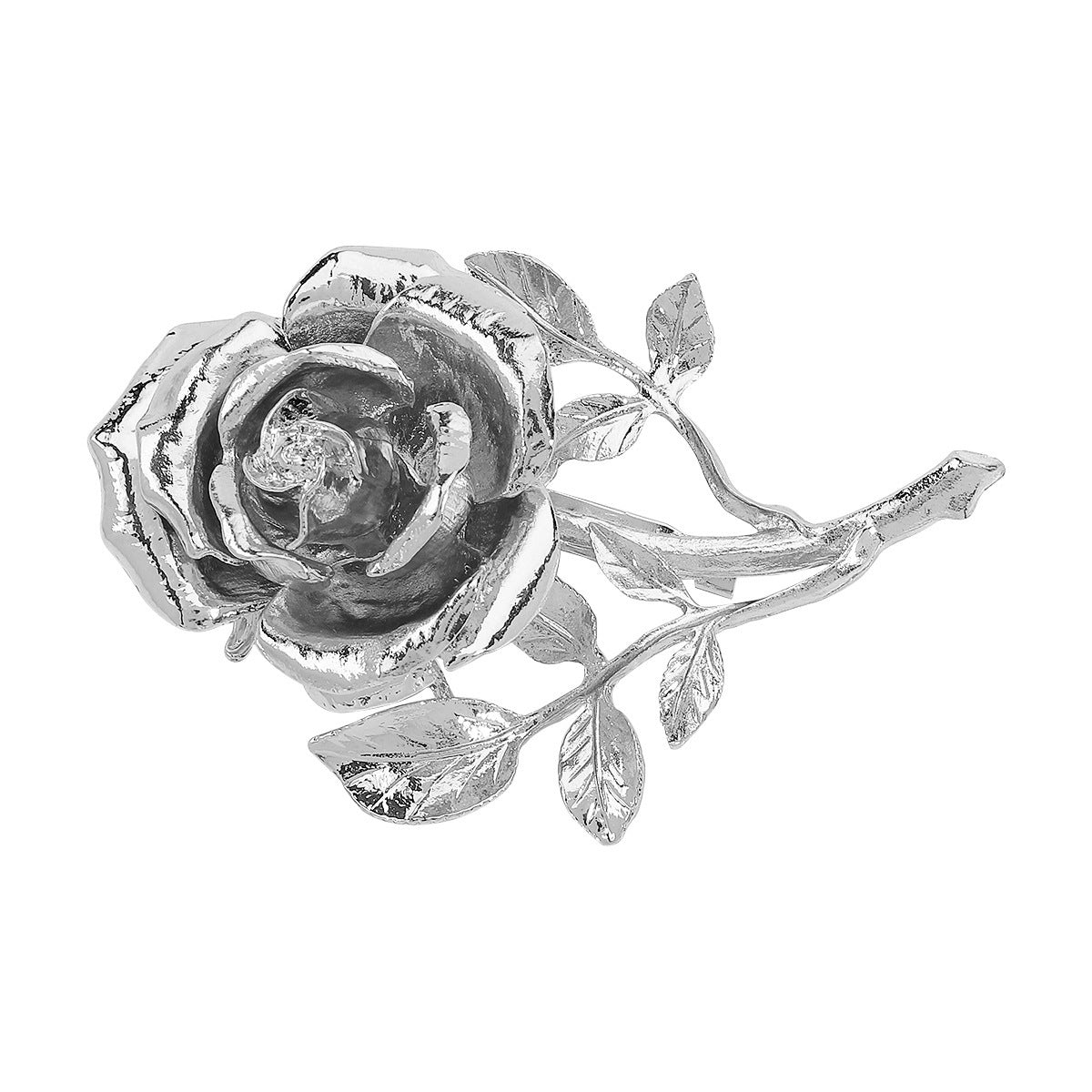 Three-Dimensional Rose Brooch – Sculpted Floral Elegance