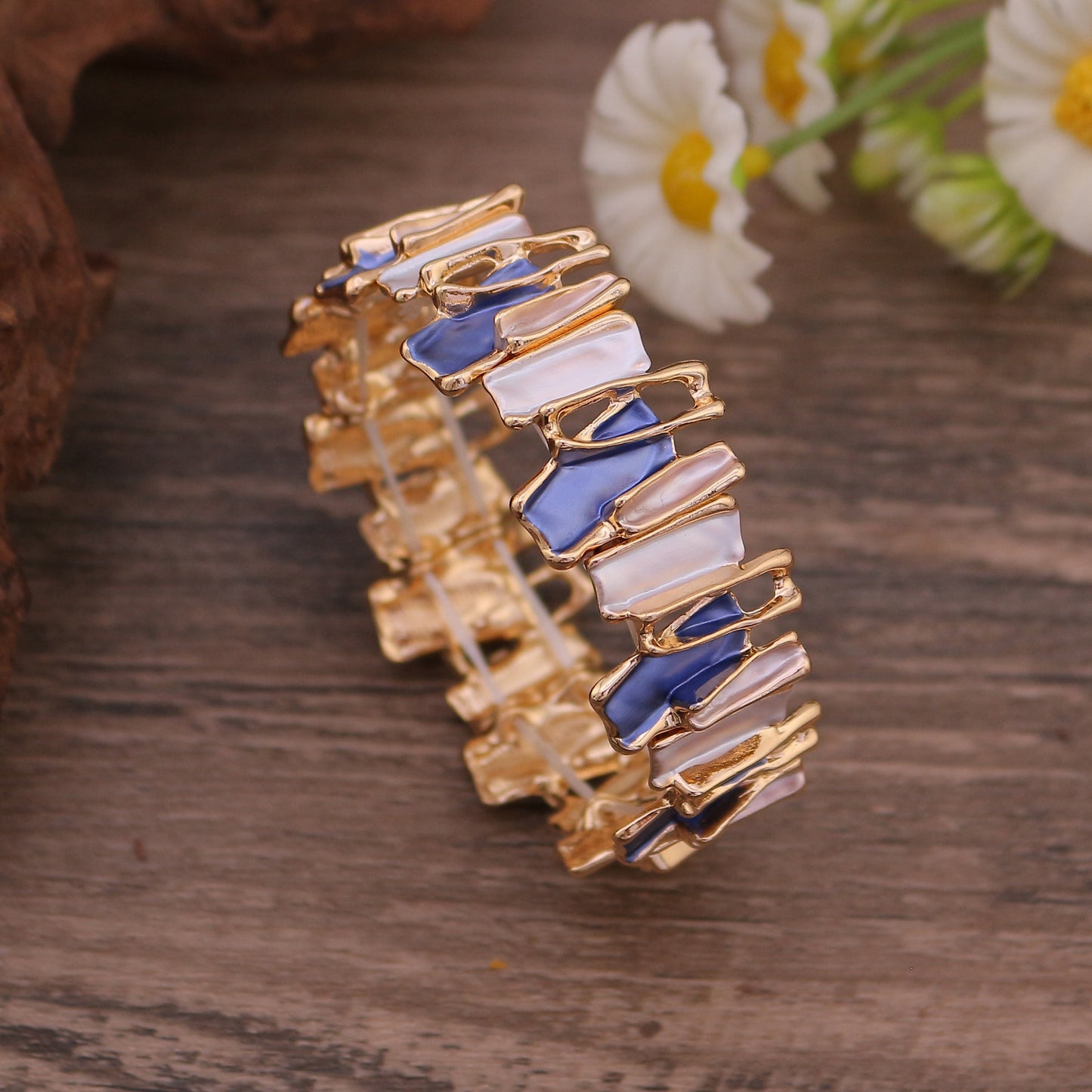 Colorful Irregular Oil Necklace & Alloy Stitch Bracelet for Women