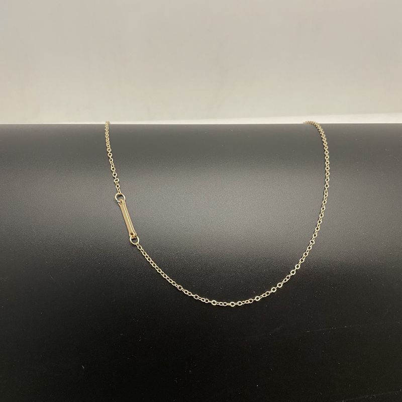 Dainty 14K Gold Plated Sideways Initial Necklace — Cute Name Choker