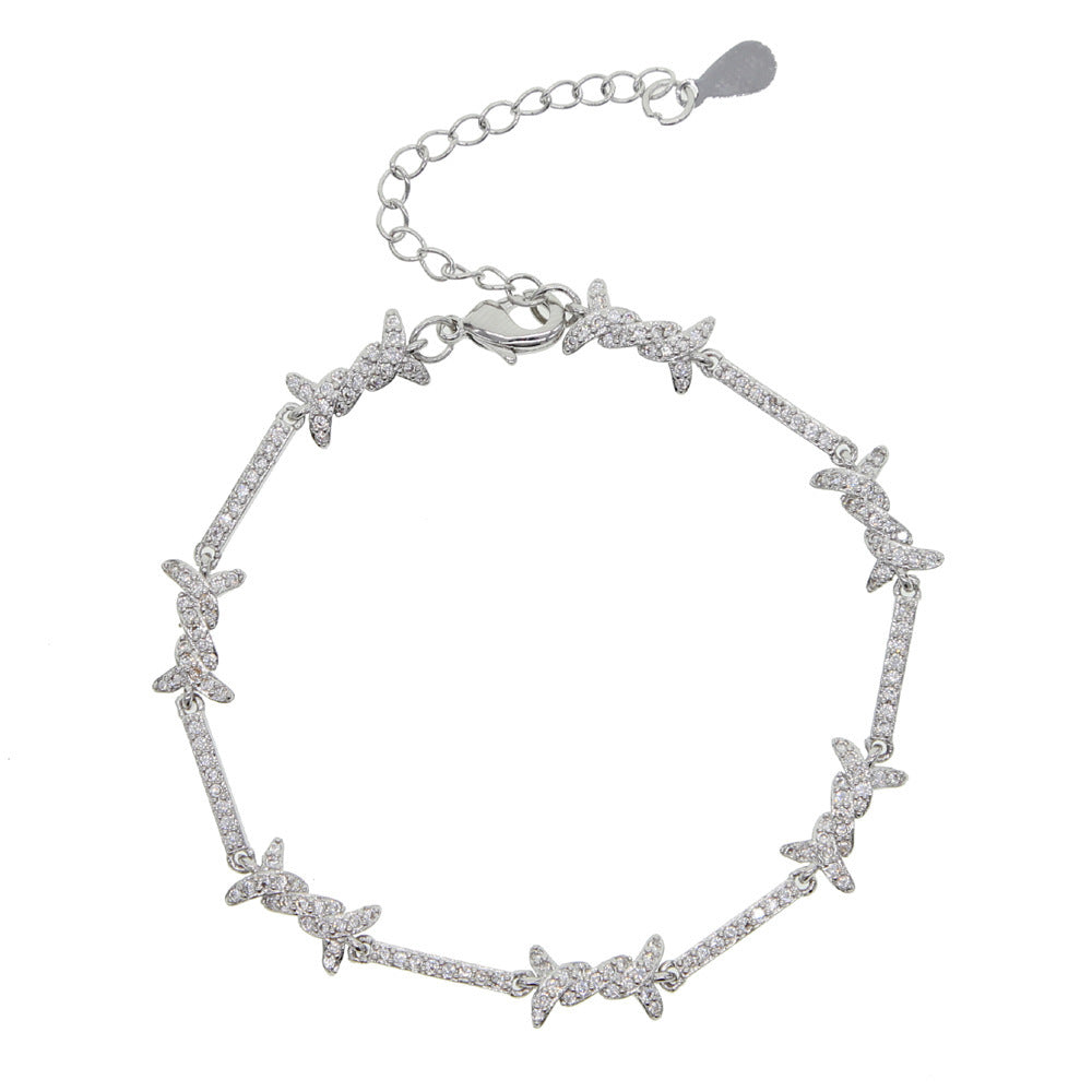 Thorn Inlaid Zircon Punk Bracelet – Gold & Silver Tone Statement Jewelry