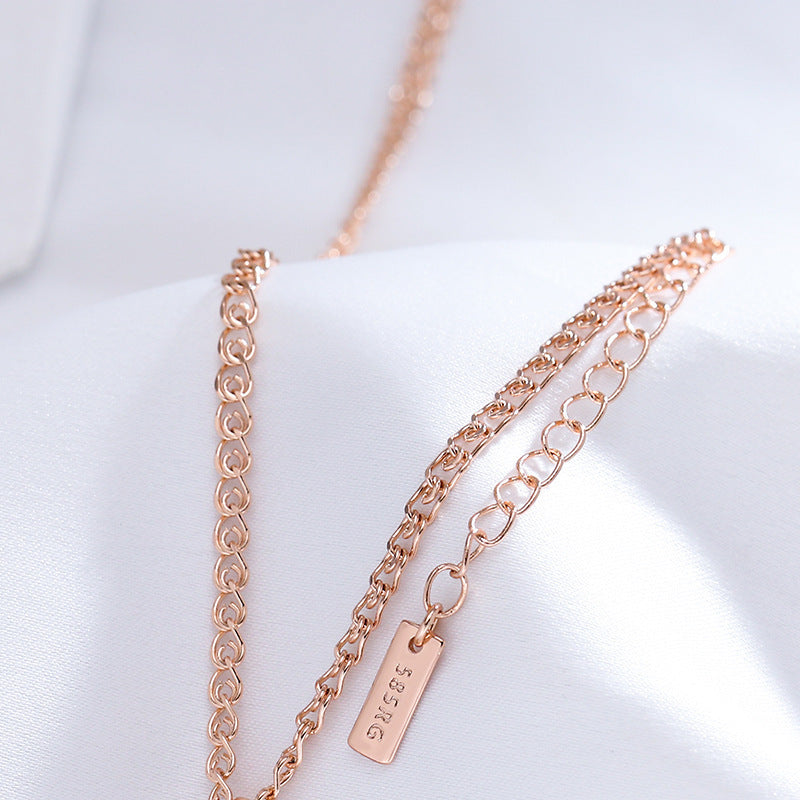 Pink Gold Long Clavicle Necklace — Light Luxury Design
