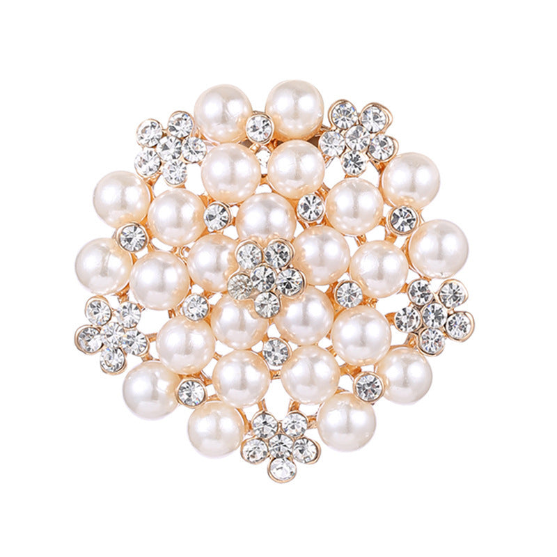 Elegant Pearl and Diamond Flower Brooch – Fashion OL Style