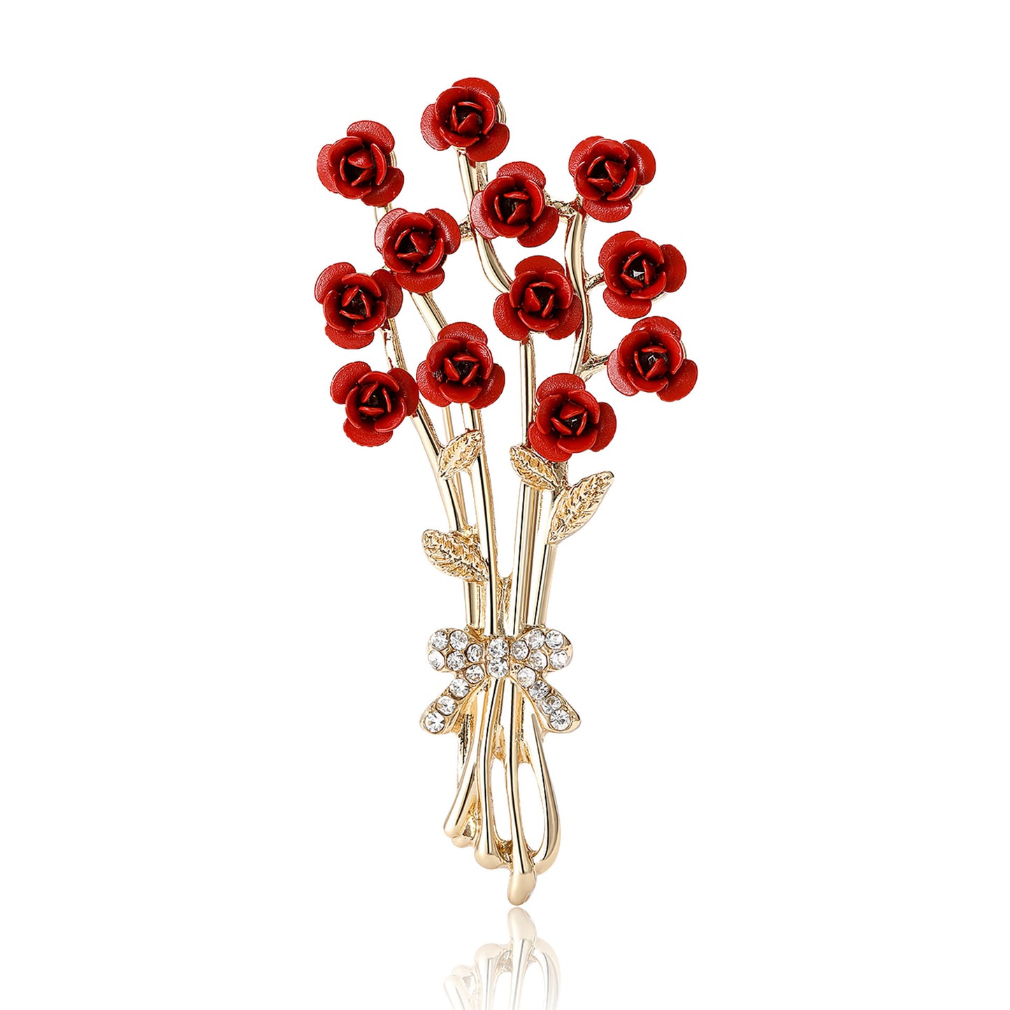 Enamel Rose Glaze Brooch – Elegant Floral Accent for Formal Looks