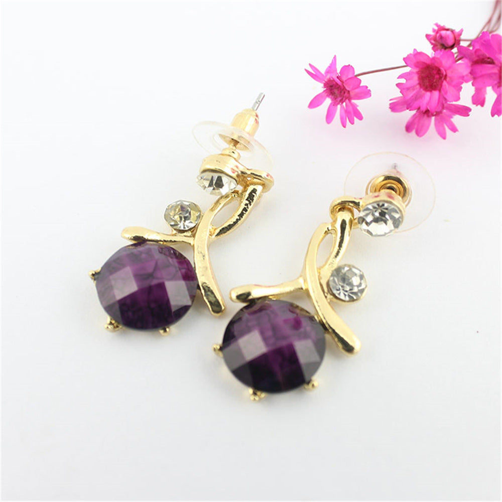 Multi-Color Floral Resin Jewelry Sets – Necklace & Earrings with Alloy and Crystal Accents