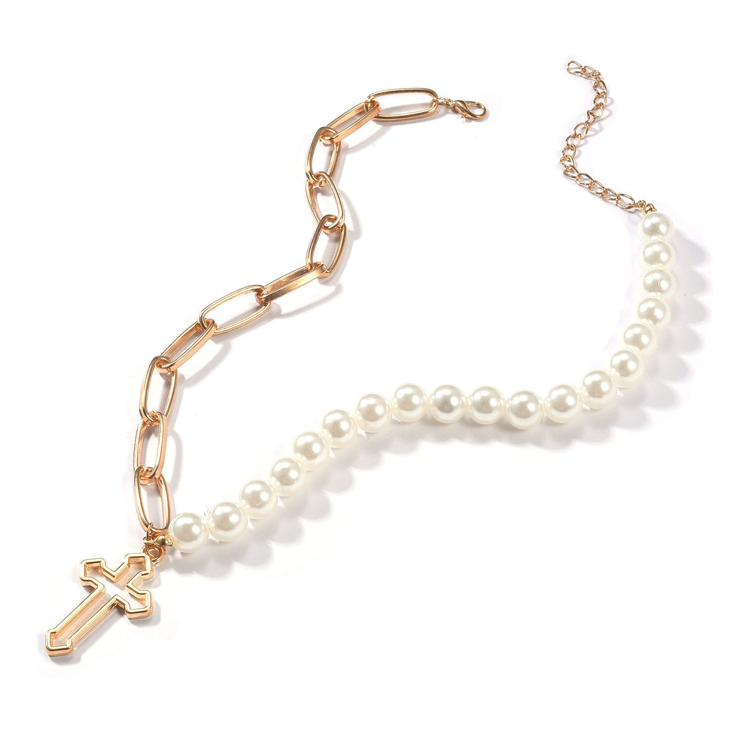 Pearl Cross Necklace – Elegant Fashion Jewelry with Pendant