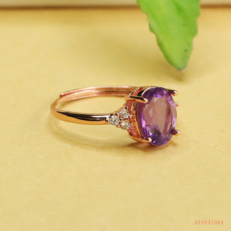 Natural Amethyst Gemstone Ring for Women – Elegant Fashion Jewelry