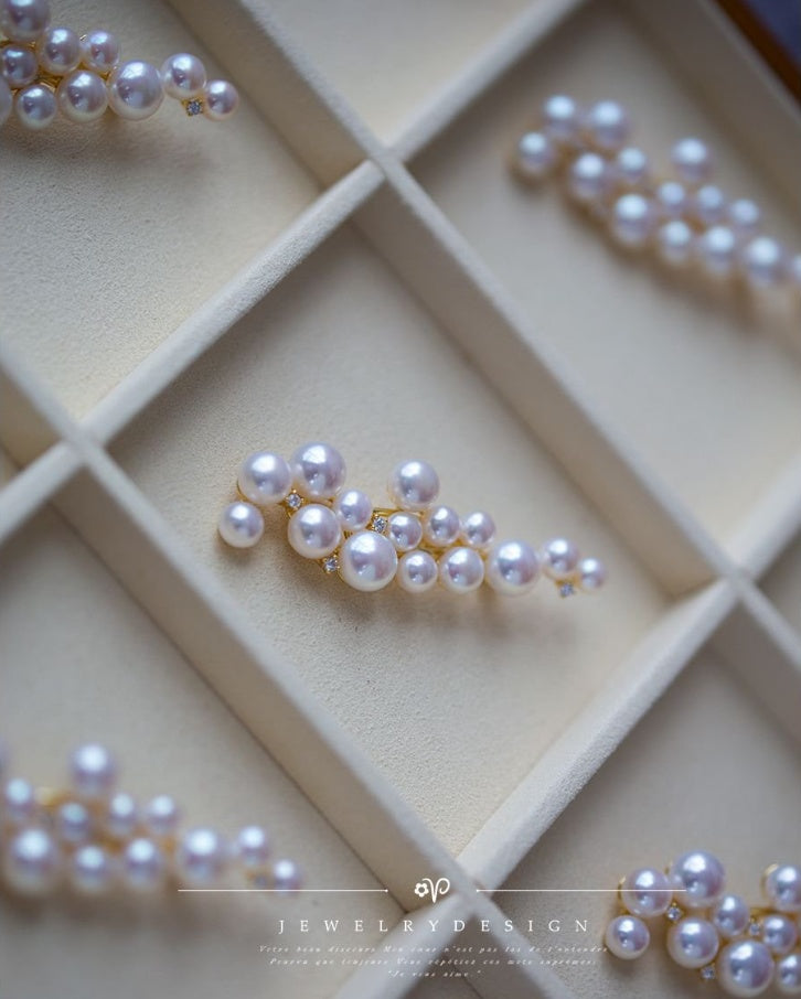 Golden Pearl & Zircon Elegance Brooch – Light Luxury Statement Piece