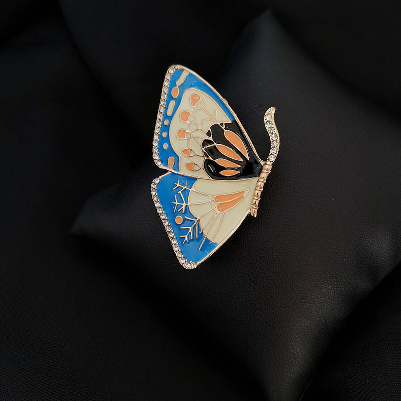 Vintage Drip-Glazed Enamel Butterfly Brooch – Retro Unisex Pin