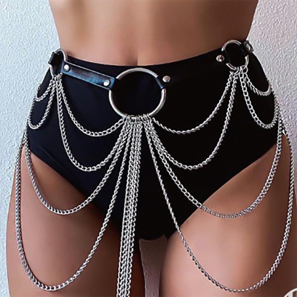 Punk Multi-layer Metal Tassel Waist Chain – Edgy Belt Style Body Jewelry