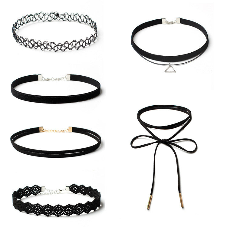 Black Velvet Gothic Choker Necklace Set for Women
