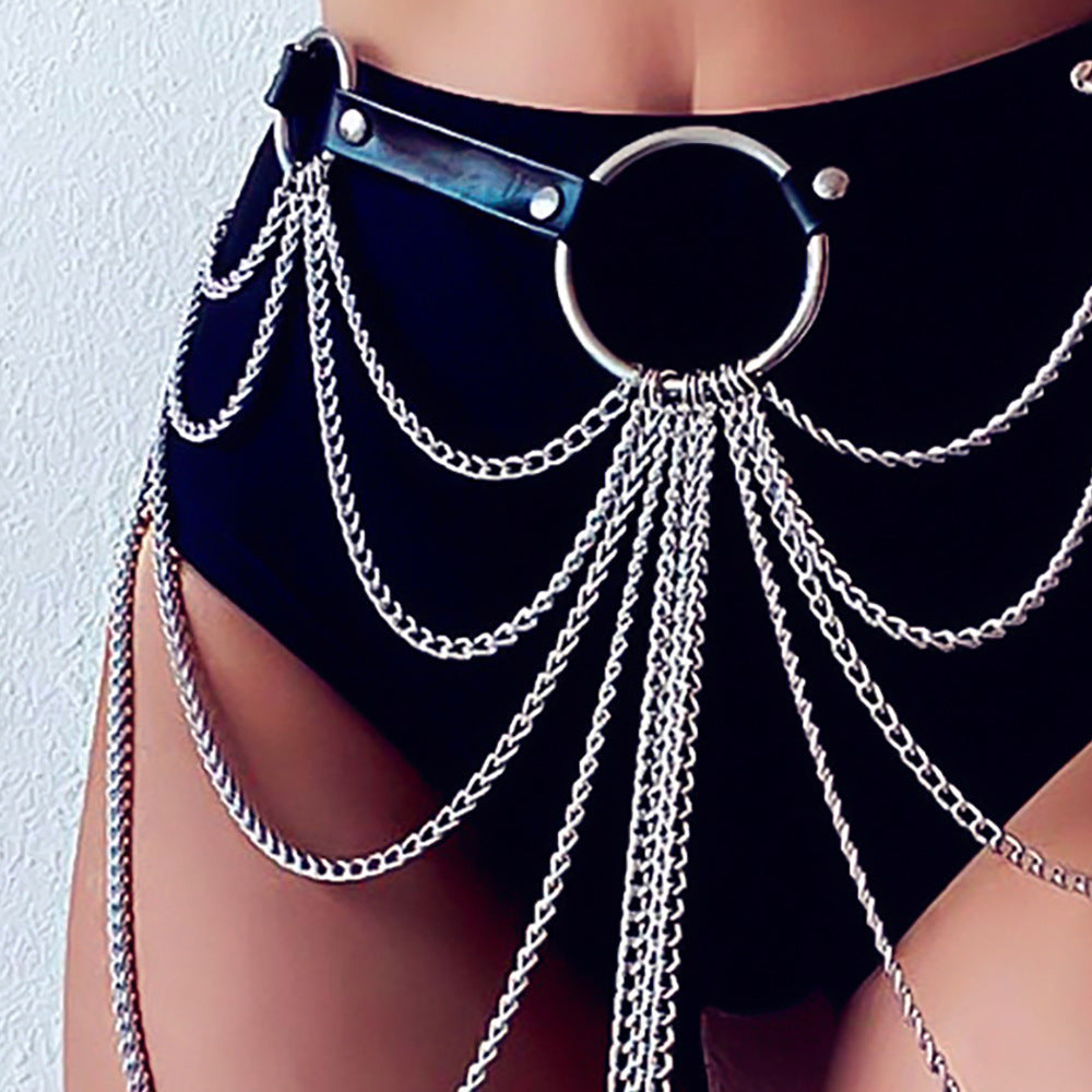Punk Multi-layer Metal Tassel Waist Chain – Edgy Belt Style Body Jewelry