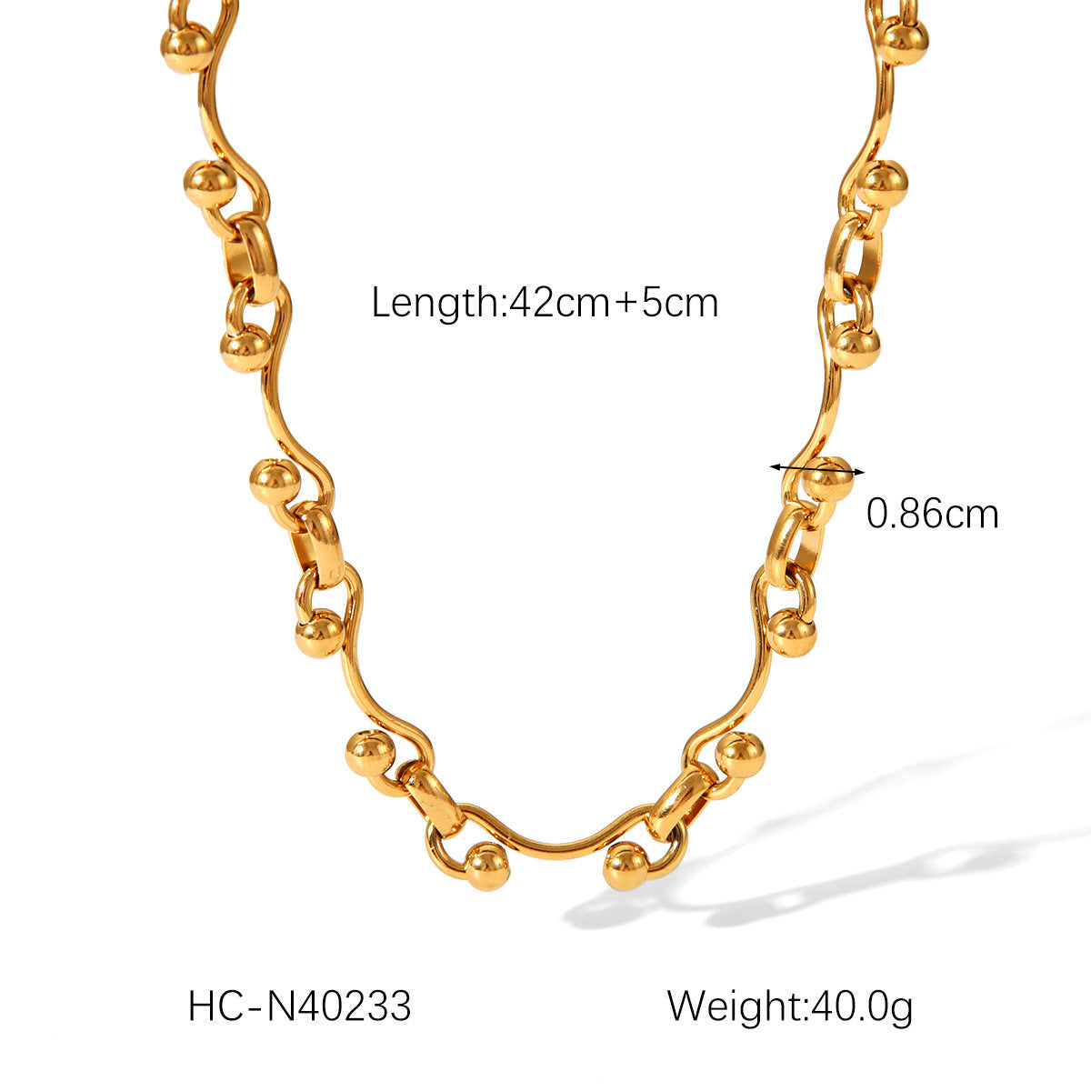 Fashion 18K Gold Plated Handmade Ball Bead Chain