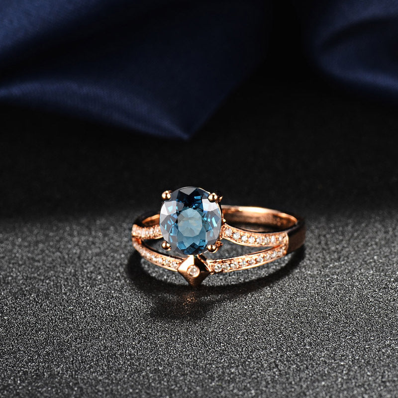 Red & Blue Tourmaline-Colored Gemstone Inlaid Zircon Ring – Elegant Women's Jewelry