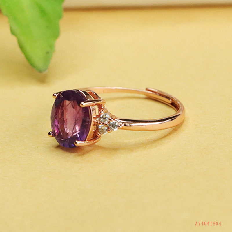 Natural Amethyst Gemstone Ring for Women – Elegant Fashion Jewelry