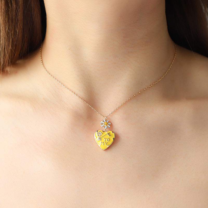 Love Peach Enamel Pendant Necklace