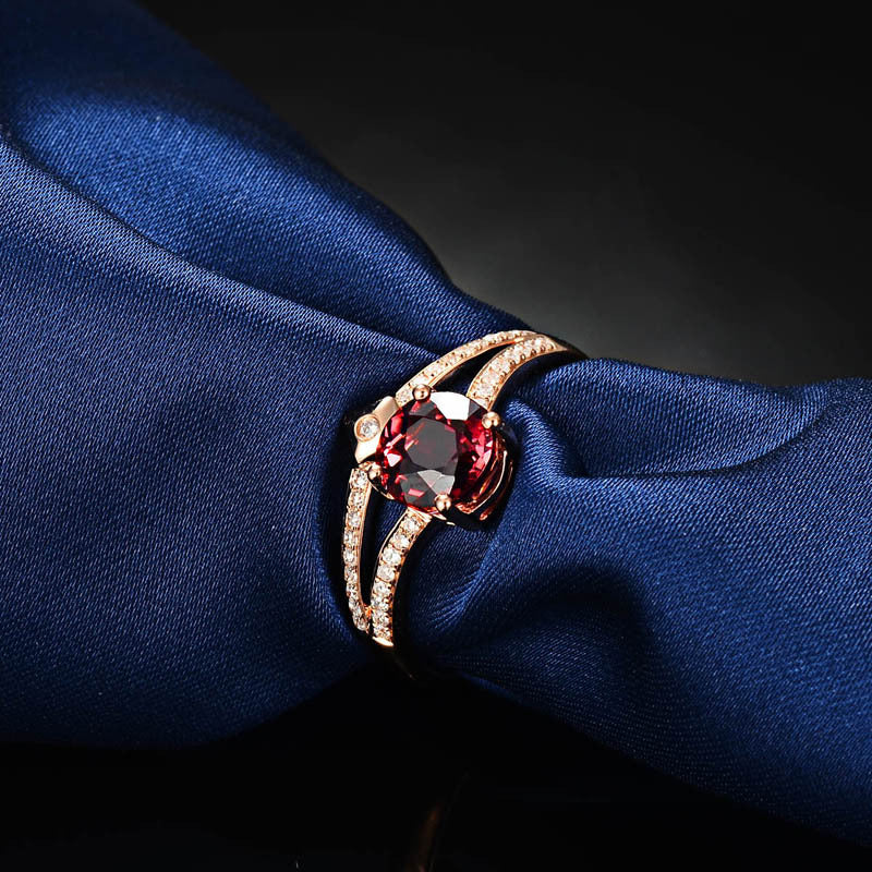 Red & Blue Tourmaline-Colored Gemstone Inlaid Zircon Ring – Elegant Women's Jewelry