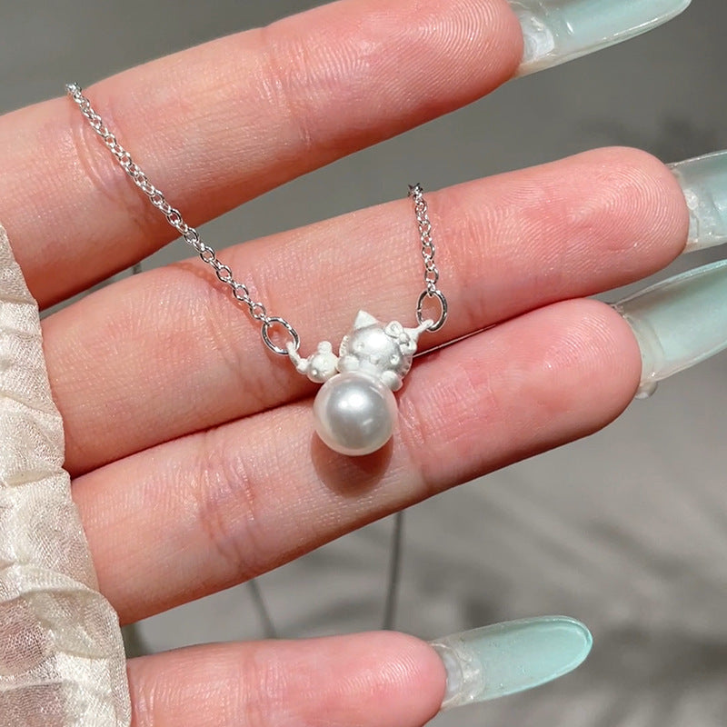 Cute Cat Pendant Cartoon Necklace – Playful & Charming Accessory