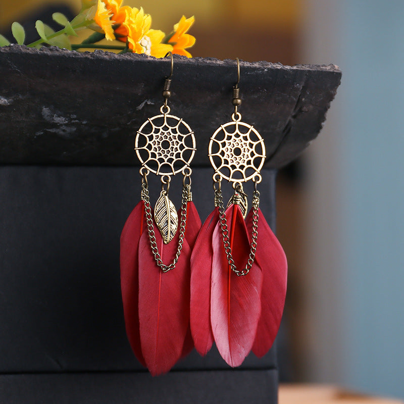 Creative Retro Dream catcher Feather Earrings – Boho Fashion Jewelry