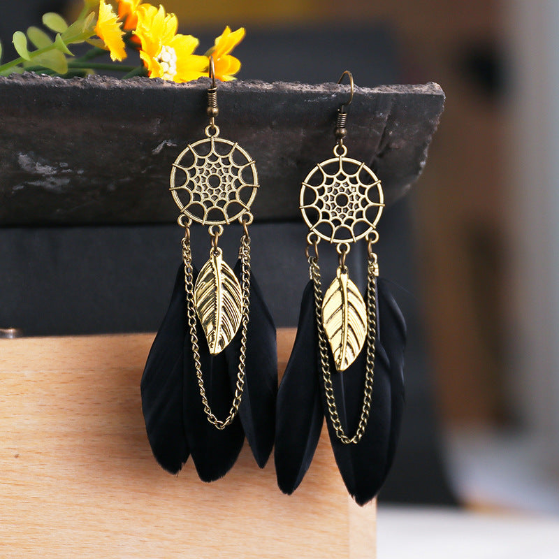 Creative Retro Dream catcher Feather Earrings – Boho Fashion Jewelry