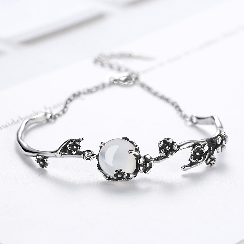 Moon Shadow Plum Blossom Bracelet for Women – Plated Ancient Thai Silver Style