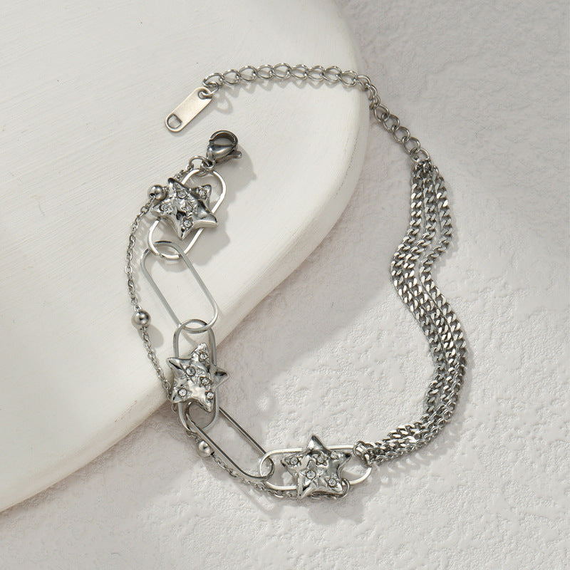 Light Luxury Retro Stainless Steel Pendant Bracelet