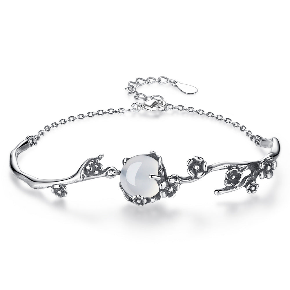 Moon Shadow Plum Blossom Bracelet for Women – Plated Ancient Thai Silver Style