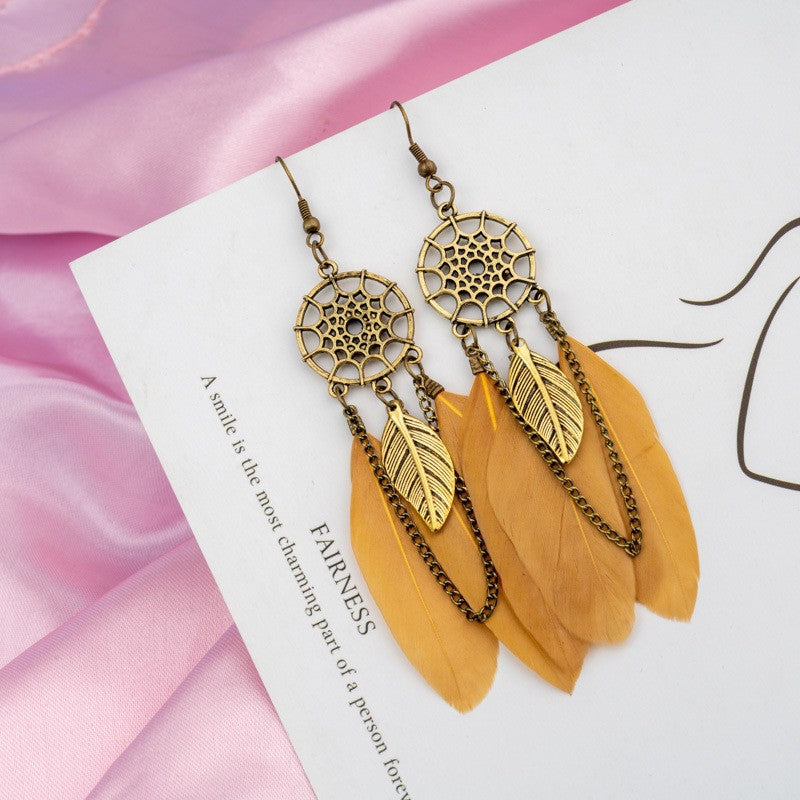 Creative Retro Dream catcher Feather Earrings – Boho Fashion Jewelry
