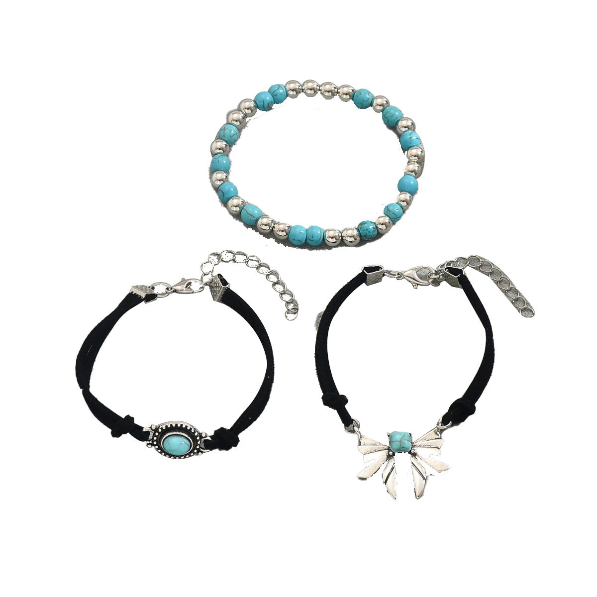 Geometric Butterfly & Turquoise Bracelet Three-Piece Set