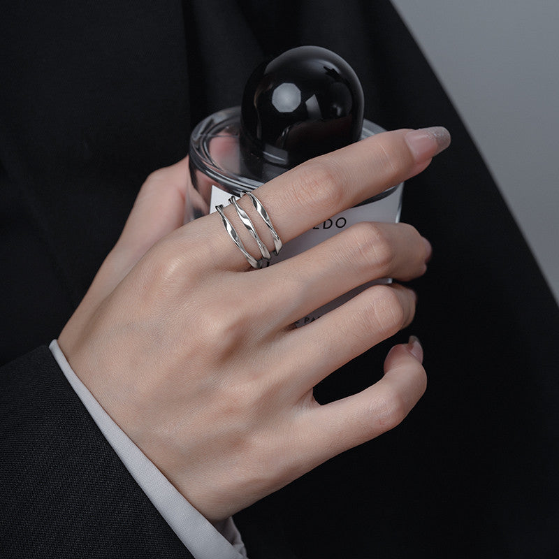 Geometric Simplicity Special-interest Design Wave Lines Female Ring