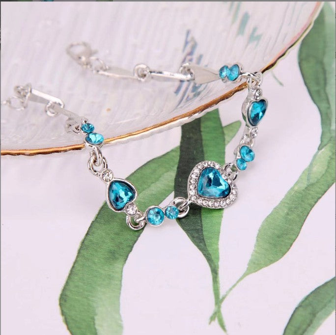Ocean Heart Crystal & Diamond Constellation Bracelet