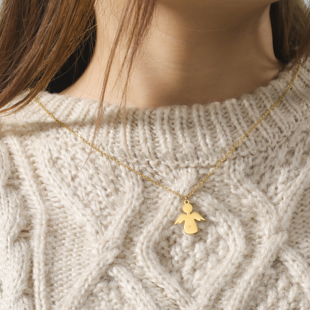 Stainless Steel Angel Pendant Necklace