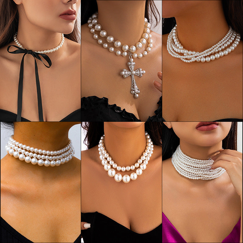 Multi-layer Pearl Popular Temperament Twin Necklace