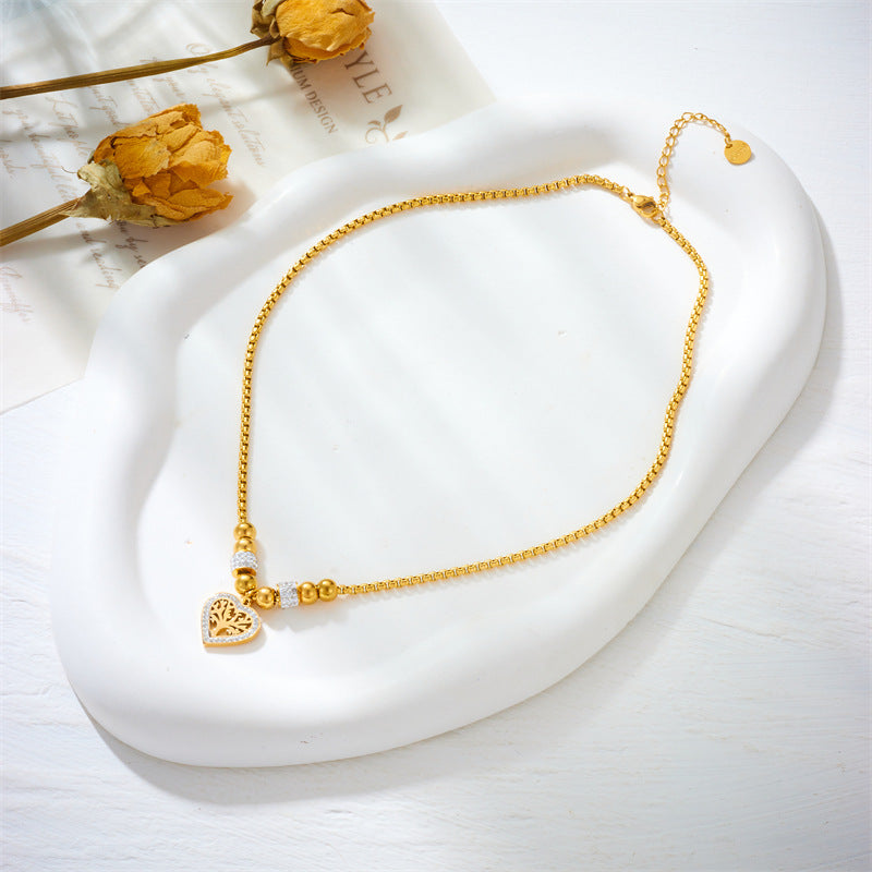 Lucky Tree & Love Pendant Necklace – Simple Personality Jewelry for Women