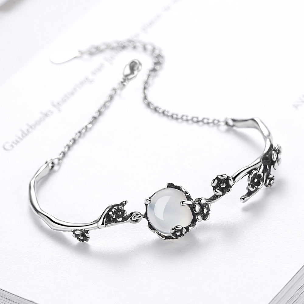 Moon Shadow Plum Blossom Bracelet for Women – Plated Ancient Thai Silver Style