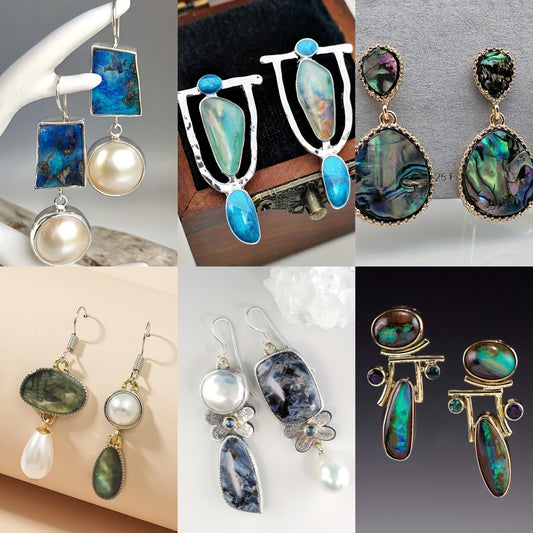 Vintage Pearl Enamel Drop Earrings for Women