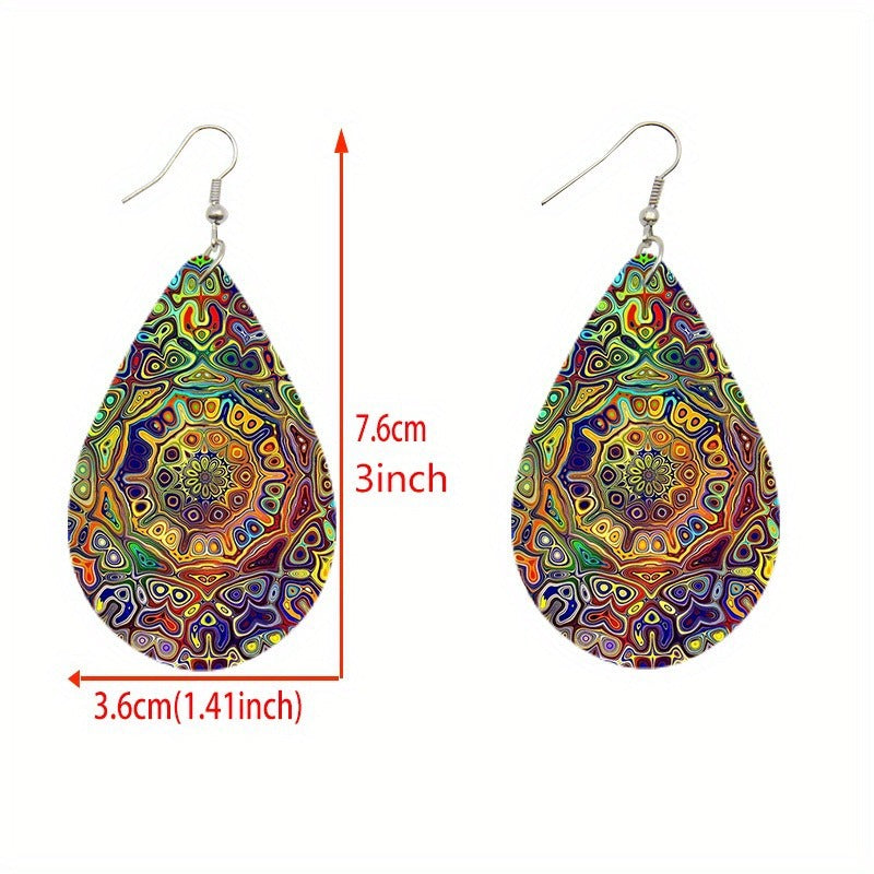 Paisley Totem Double-Sided Wooden Earrings