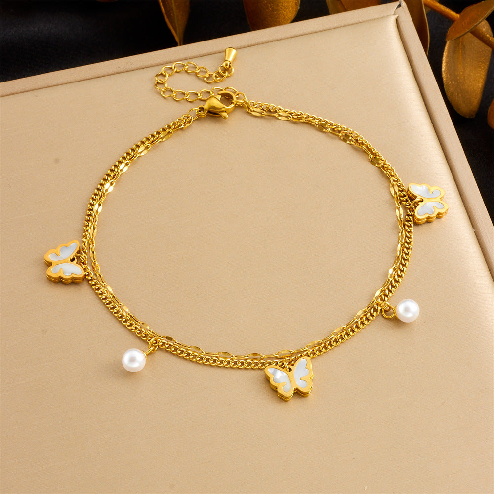 Beach Style Colorful Rhinestone Anklet