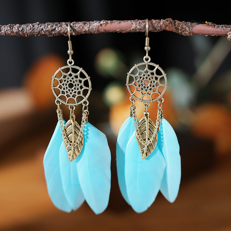 Creative Retro Dream catcher Feather Earrings – Boho Fashion Jewelry