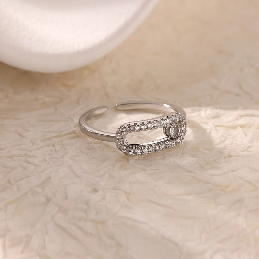 18K Gold-Plated Full Diamond Open Ring — Colorfast Titanium Steel