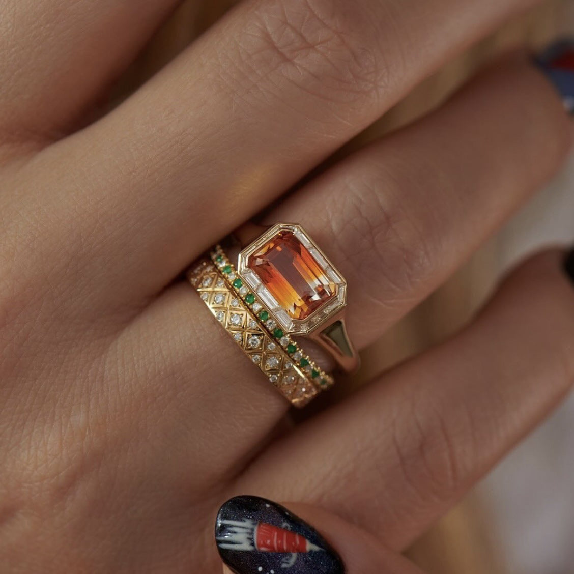 Retro Gold Three-Piece Women's Ring Set