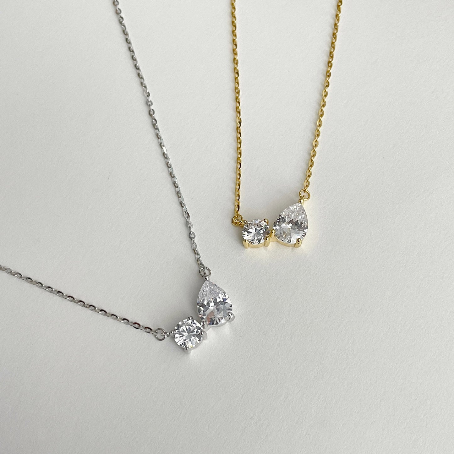 Women's S925 Sterling Silver Water Drop Rhinestone Necklace