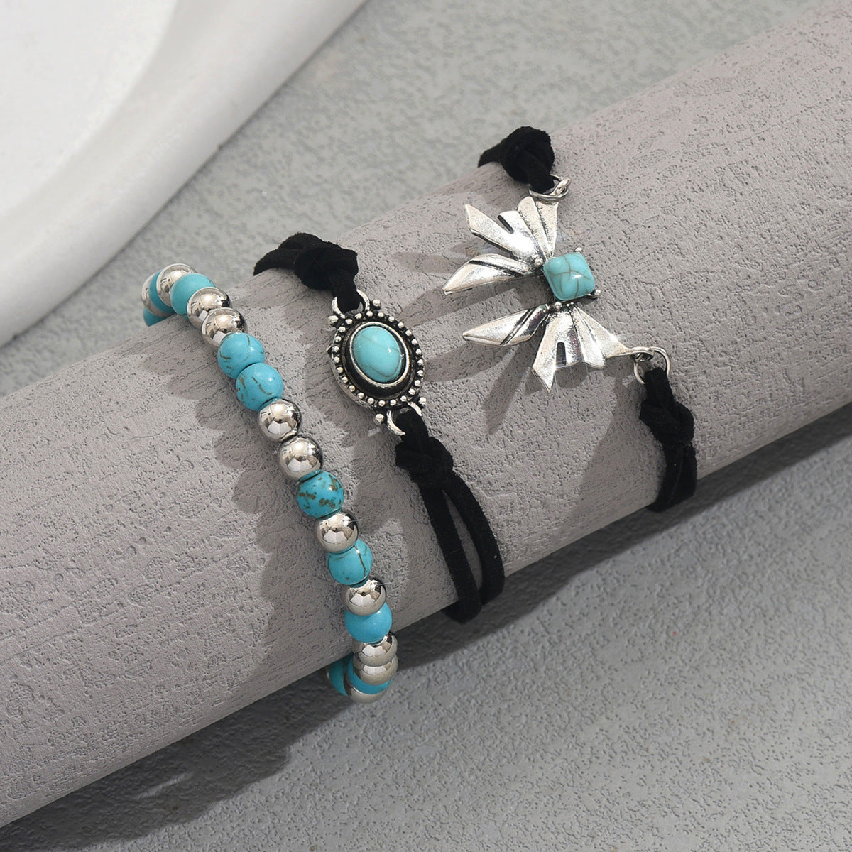 Geometric Butterfly & Turquoise Bracelet Three-Piece Set