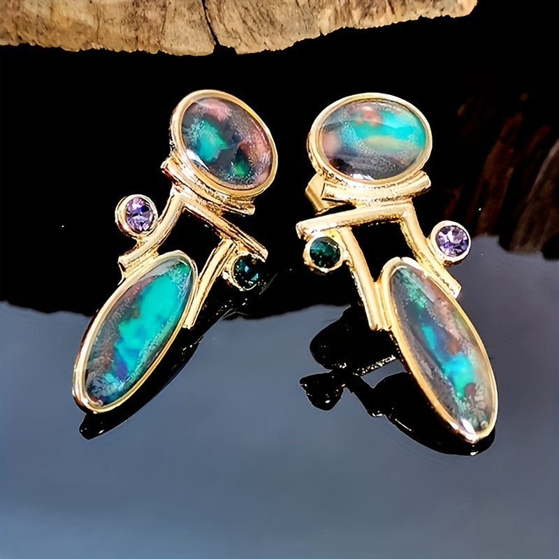 Vintage Pearl Enamel Drop Earrings for Women