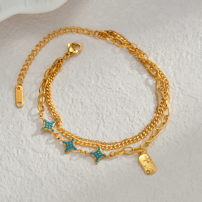 Light Luxury Retro Stainless Steel Pendant Bracelet