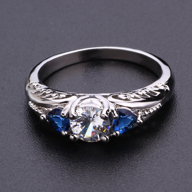 European & American Sapphire Engagement Ring – British Retro Geometry