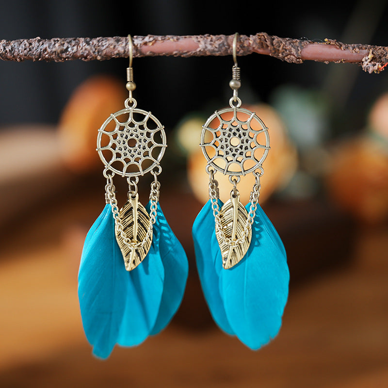 Creative Retro Dream catcher Feather Earrings – Boho Fashion Jewelry